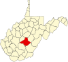 標示出尼古拉斯郡位置的地圖