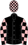 Black, black and pink check sleeves and cap