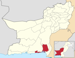 Map of Balochistan with Lasbela District highlighted