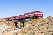 Pichi Richi Railway's restored NSU52, crossing Saltia bridge near Quorn in October 2019, is only one of two NSU class locos in operation.