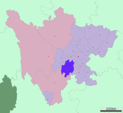 Location of Leshan City jurisdiction in Sichuan