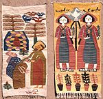 1960 Weaving by Maryam Hermina. "Healing the Woman" left, "St.Cosman & St.Damien", right, woven at Ramses Wissa Wassef Museum – Giza