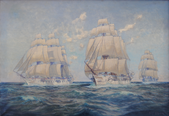 Painting of the screw corvettes Stosch, Stein, and Gneisenau