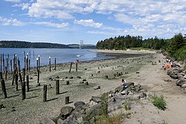 Titlow beach and the remnants of ferry piers