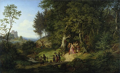 Ludwig Richter: Bridal Procession in a Spring Landscape, 1847