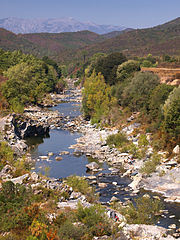 Tavignano upstream from Genoese bridge in Altiani