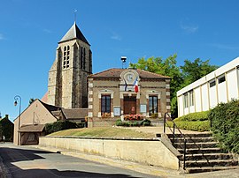 The town hall and church in Chaumont