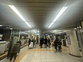 Cross-platform interchange between the Hanzōmon Line and Shinjuku Line in February 2024