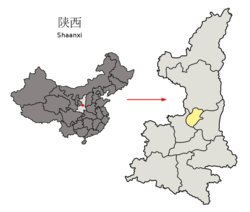 Location of Tongchuan Prefecture within Shaanxi