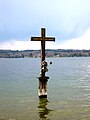 Cross at site of drowning of Ludwig II, Starnbergersee