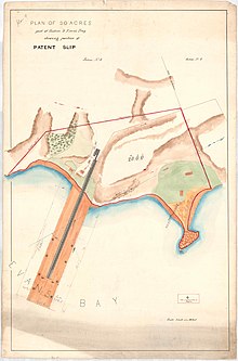 A hand-drawn map showing the position of the old and new slips