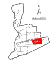 Map of Northumberland County, Pennsylvania highlighting Coal Township