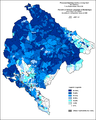 Serbian language in Montenegro by municipalities 2003