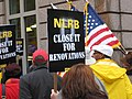 Image 49Union members picketing recent NLRB rulings outside the agency's Washington, D.C., headquarters in November 2007.