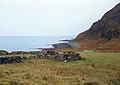 Ruined buildings (stone walls or foundations) are commonly seen in crofting areas. These are in the settlement of Boreraig, Skye which was cleared in 1853 and are probably remains of one of the houses that was abandoned at that time.[54]