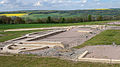 Civil basilica on the Alesia archaeological site. The remains of the walls show the layout of the building.