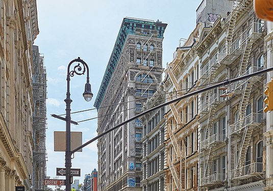 SoHo Architecture Cast Iron Building at 451-Broome-Street seen from Greene Street