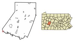 Location of Saltsburg in Indiana County, Pennsylvania.