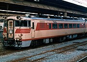 Diesel train stopped at platform