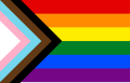 Progress Pride flag denoting queer and transgender people, and LGBT+ black and brown people of color (2018)