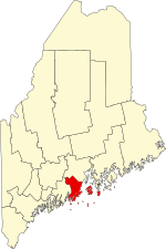 Map of Maine highlighting Knox County