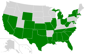 A map of the United States highlighting the 26 current U.S., states that have designated a reptile.