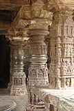 Ornate Gadag style pillars at Sarasvati Temple, Trikuteshwara temple complex at Gadag