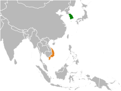 Map indicating locations of South Korea and South Vietnam
