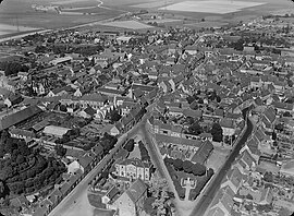 An aerial view of Courville-sur-Eure