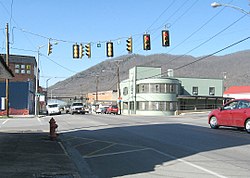 Central Big Stone Gap. Little Stone Mountain is visible in the background.