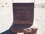 Grave of Thomas Newton ("Newt") Clanton (1843-1926) B-8-5. Clanton was the founder of Buckeye. He was a native of Creston, Iowa who moved to Arizona for health reasons.