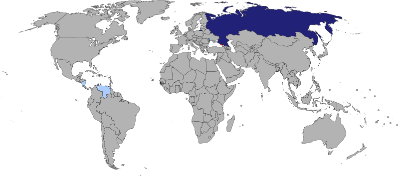 阿布哈兹共和国与世界各国的邦交一览图