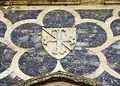 The canting arms of Sir Guy Ferre (d.1323): A fer de moline over all a bendlet, at Butley Priory, Suffolk