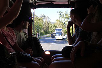 Riding in a songthaew in Chiang Mai