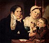 Yakov Kolokolnikov-Voronin, Self portrait with wife and son, 1820s