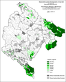 Percent of Islamic faith in Montenegro by settlements, 2011