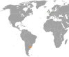 Location map for the Netherlands and Uruguay.