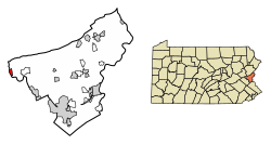 Location of Walnutport in Northampton County, Pennsylvania (left) and of Northampton County in Pennsylvania (right)