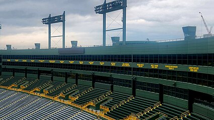 The inside of Lambeau Field showing the second half of names.