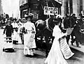 Women selling the newspaper on Fleet Street in London, in 1908.