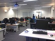 Room full of Wikipedians editing away