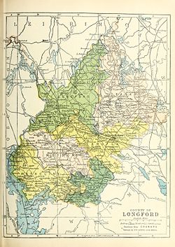 Baronies of County Longford. Granard is shaded pink.