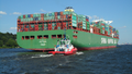 CSCL Venus on the Elbe with Destination Hamburg