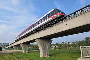 Changsha Maglev Train arriving at Langli Station