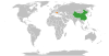 Location map for China and Yugoslavia.