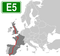 European route E5 within Europe.