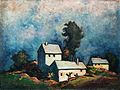 František Michl: Landscape with houses. Oil on canavas, early 1950s (private collection).