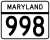 Maryland Route 998 marker