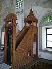 The minbar or pulpit. Both the minbar and the kürsü are made from rosewood.[8]