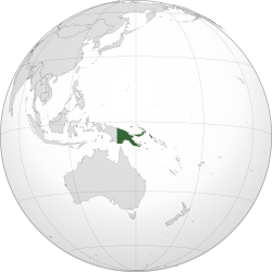 Location of Papua New Guinea (green)